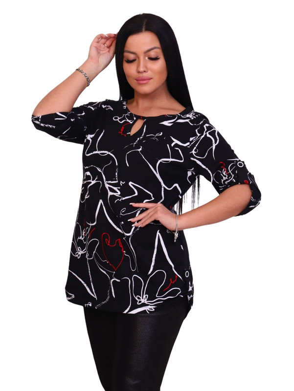 

Блуза женская New Life jersey 102-108 черная 48 RU, 102-108