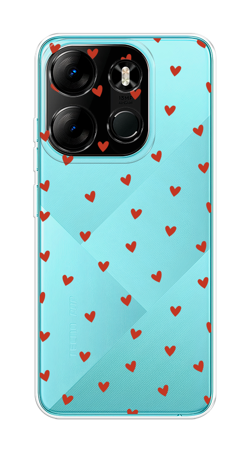 

Чехол на Tecno Spark Go 2023/Pop 7 Pro "Red hearts", Красный;прозрачный, 303150-1