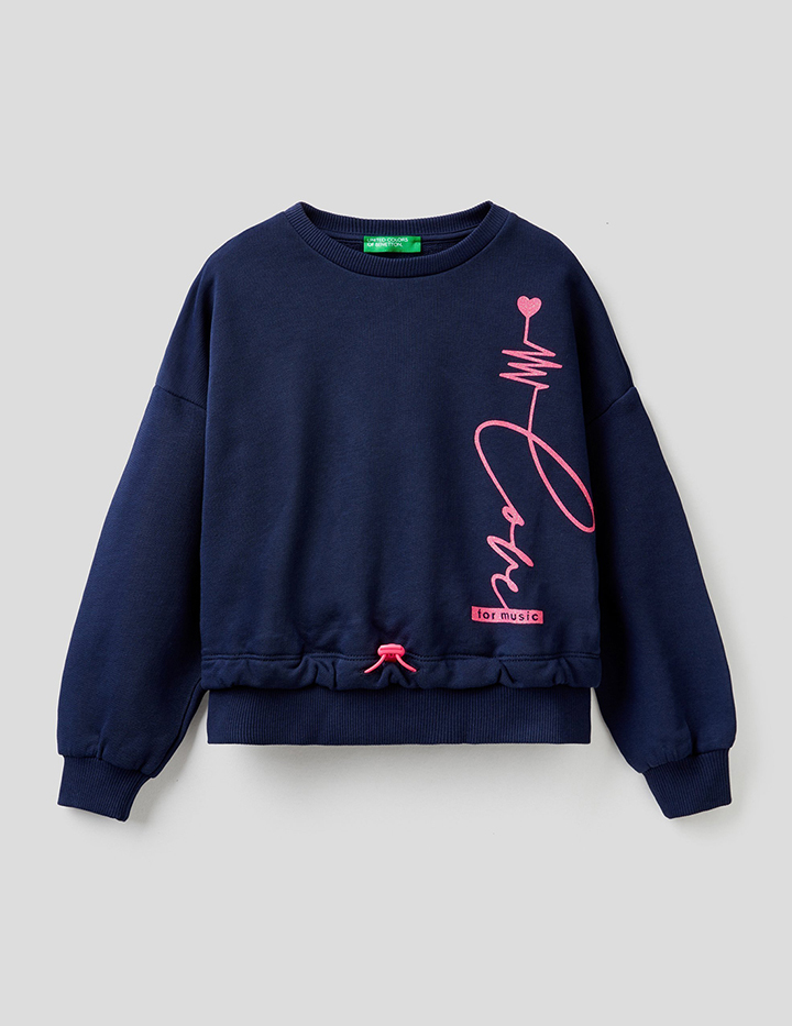 

Свитшот для девочек Benetton цв. синий р.128, 21A_3J68C15EW