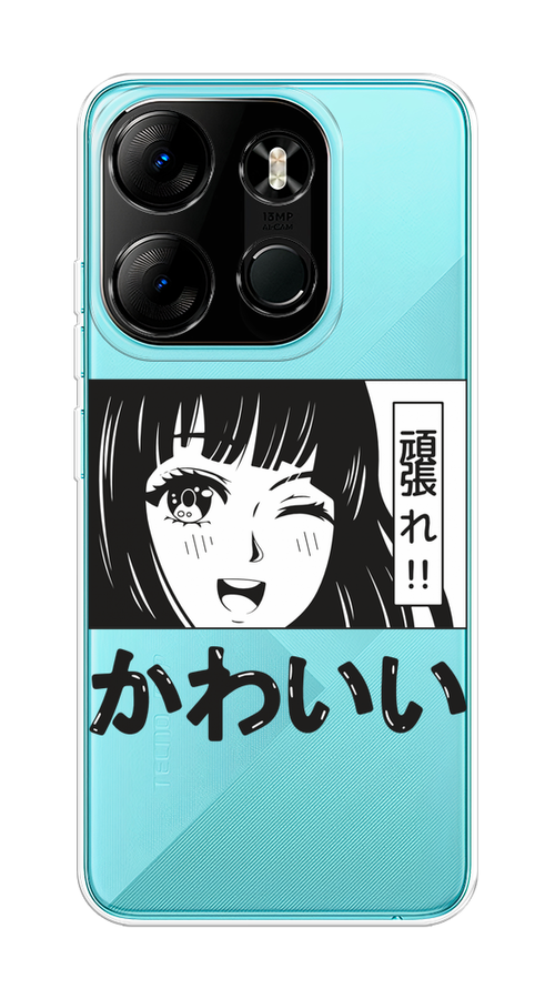 Чехол на Tecno Spark Go 2023/Pop 7 Pro "Cute anime girl" 303150-1 черный,  серый,  прозрачный,  белый