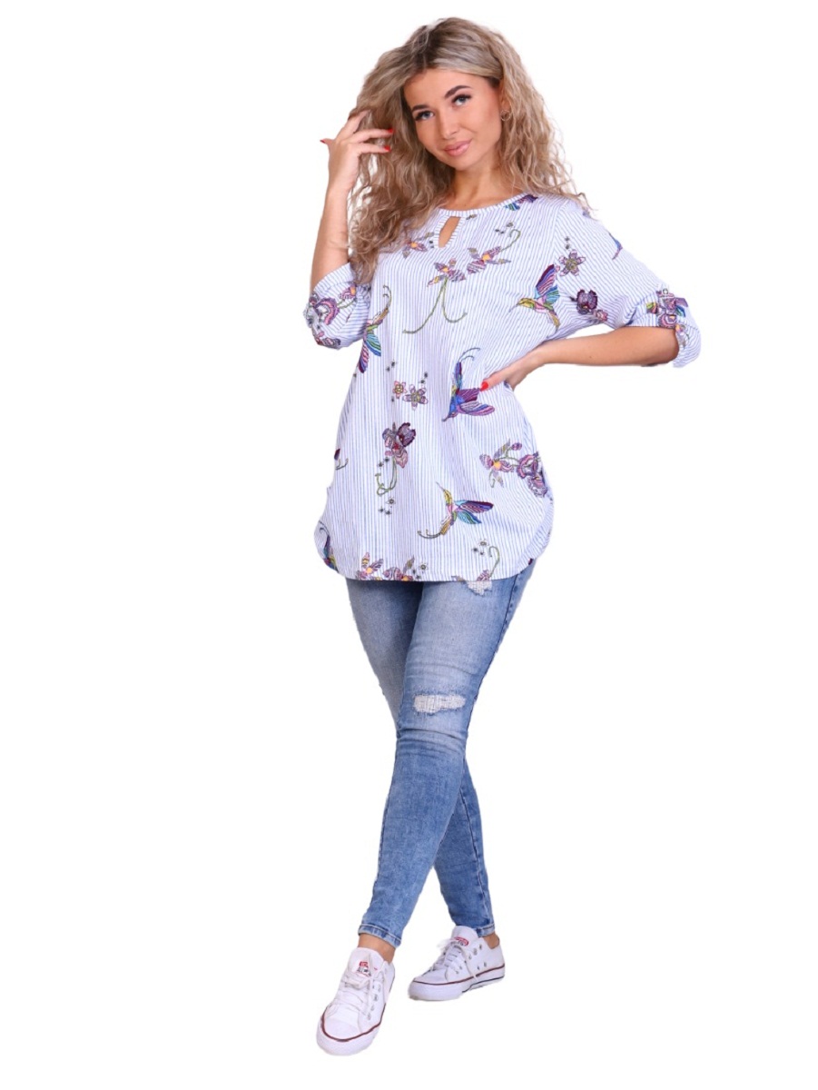 

Блуза женская New Life jersey 102-120 голубая 48 RU, 102-120