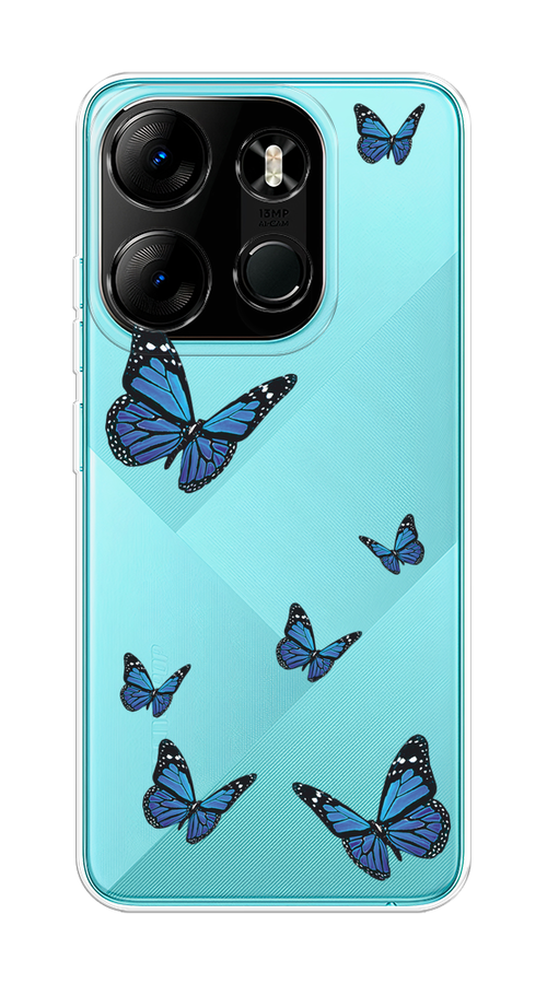 

Чехол на Tecno Spark Go 2023/Pop 7 Pro "Blue butterflies", Синий;черный, 303150-1