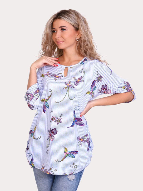 

Блуза женская New Life jersey 102-120 голубая 62 RU, 102-120