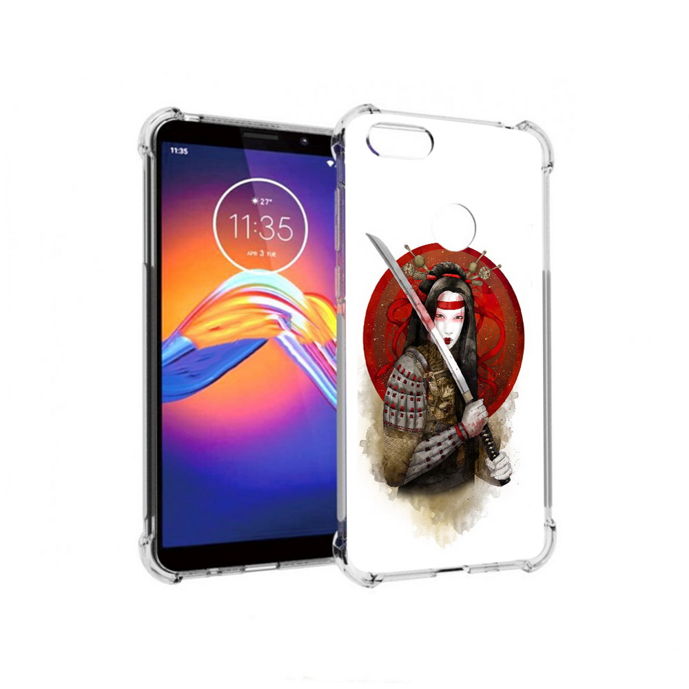 

Чехол MyPads Tocco для Motorola Moto E6 рисованная девушка с катаной (PT227058.343.580), Прозрачный, Tocco