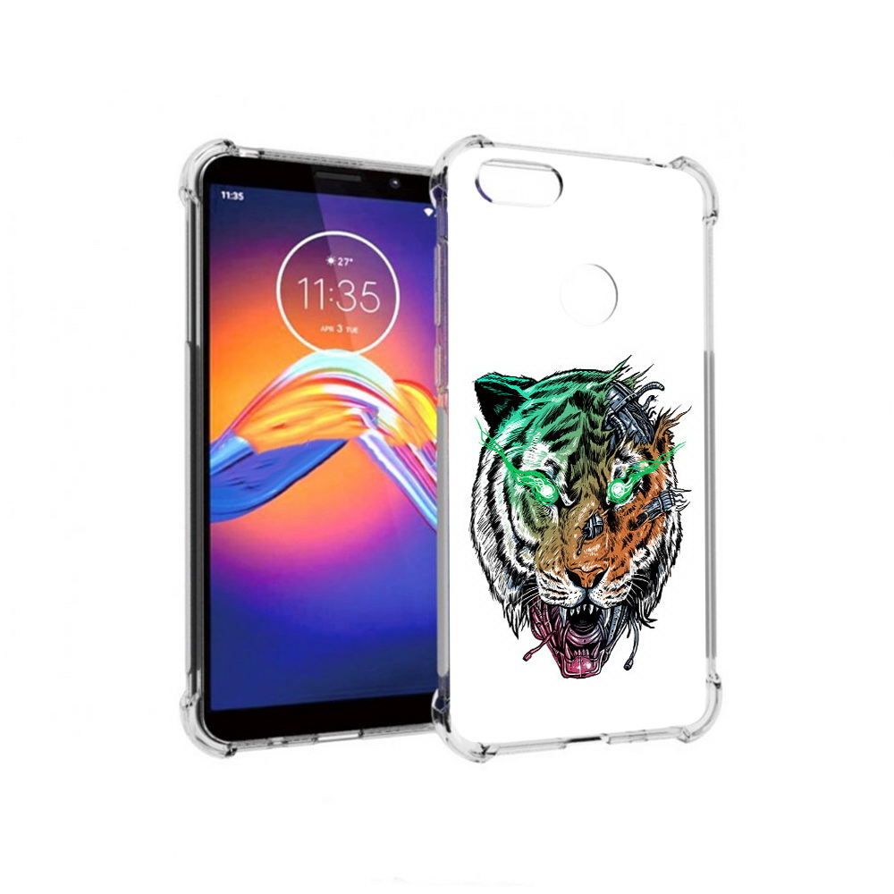 

Чехол MyPads Tocco для Motorola Moto E6 робо-тигр (PT227058.343.584), Прозрачный, Tocco