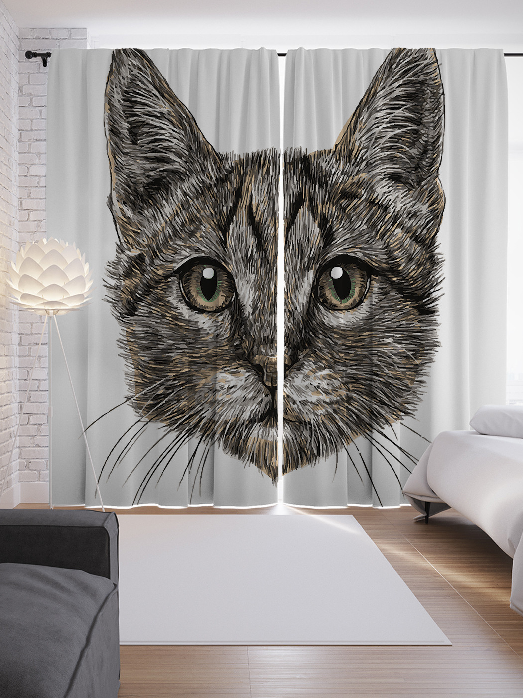 

Шторы JoyArty с фотопечатью "Кошачий взгляд" из сатена, 290х265 см, Кошачий взгляд