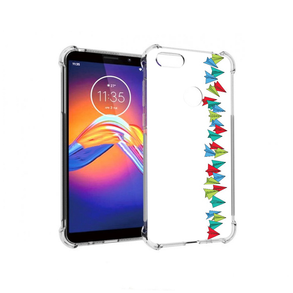 

Чехол MyPads Tocco для Motorola Moto E6 самолетики из листочков (PT227058.343.593), Прозрачный, Tocco