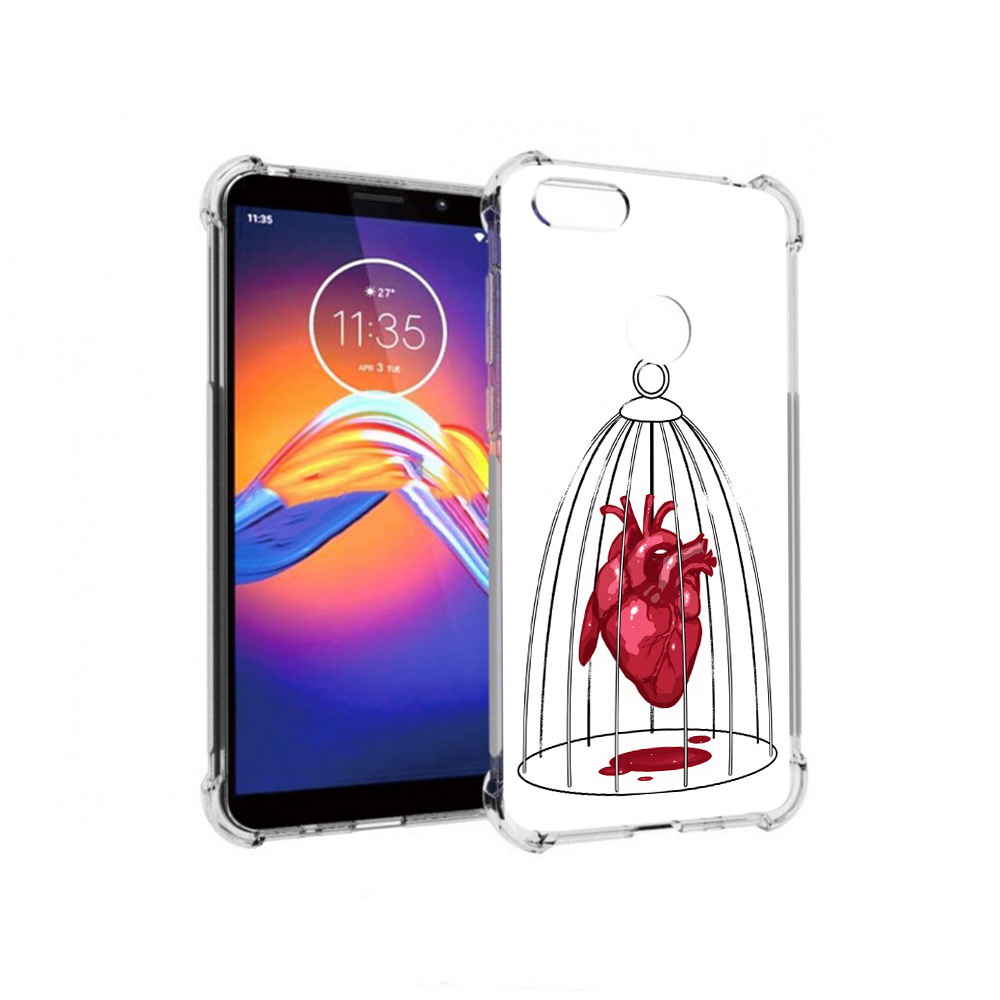 

Чехол MyPads Tocco для Motorola Moto E6 сердце в клетке (PT227058.343.597), Прозрачный, Tocco
