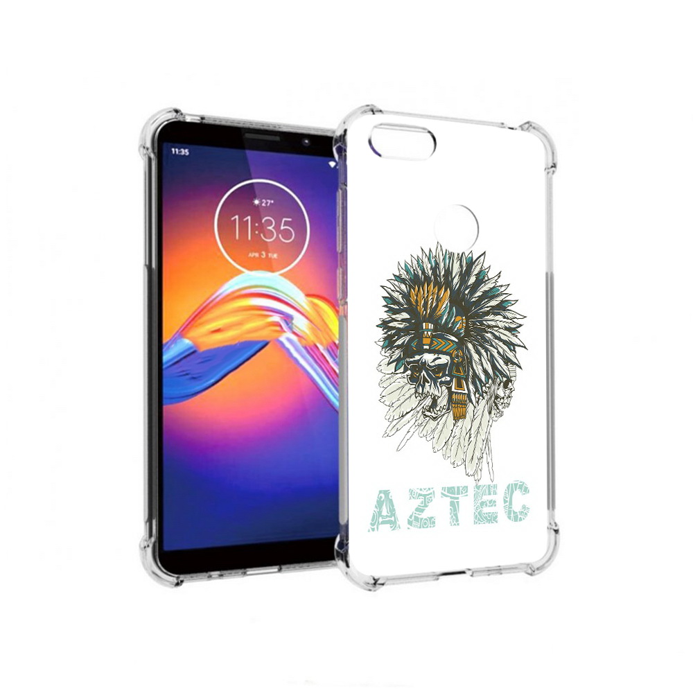 

Чехол MyPads Tocco для Motorola Moto E6 скелет индеец (PT227058.343.602), Прозрачный, Tocco
