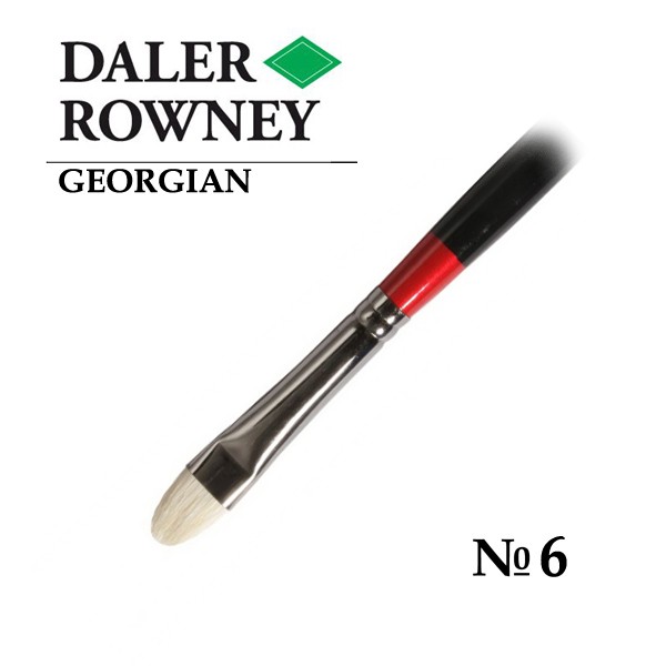 фото Daler rowney кисть щетина овальная укороченная №6 длинная ручка georgian daler-rowney