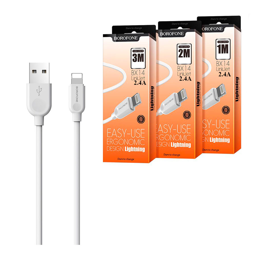 

Дата-кабель USB универсальный Lightning Borofone BX14 (2м) (белый)