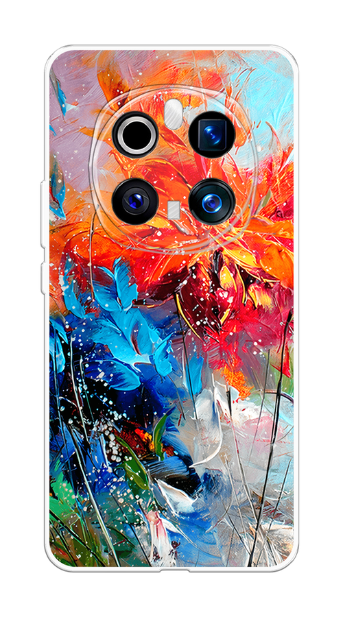 

Чехол на Honor Magic 7 Pro Абстрактные цветы, Оранжевый;синий, 6125650-1
