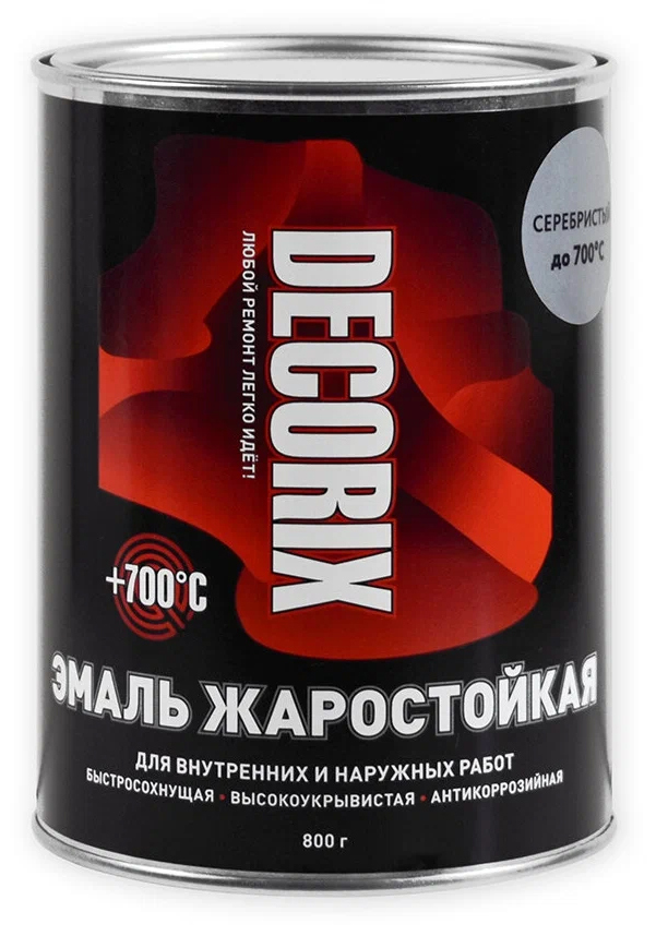 фото Краска жаростойкая decorix серебристая 0,8кг +700°с