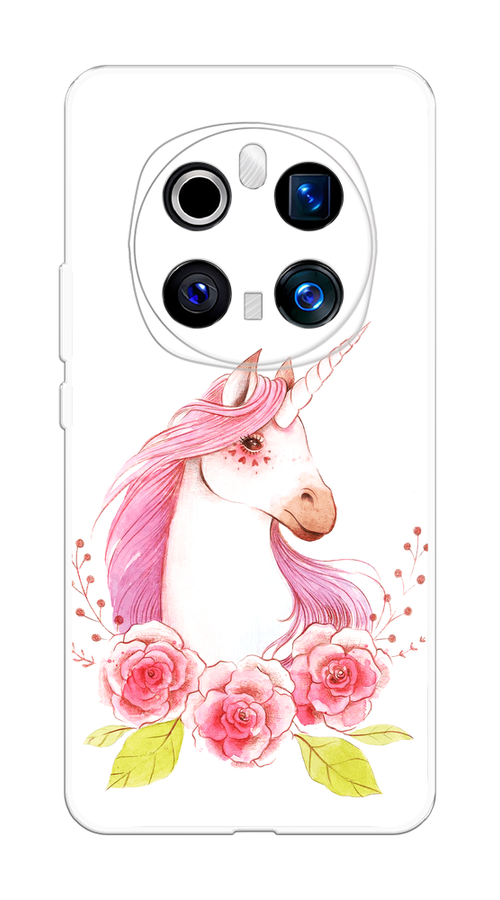 

Чехол на Honor Magic 7 Pro Единорог цветы, Белый;розовый;серый, 6125650-1