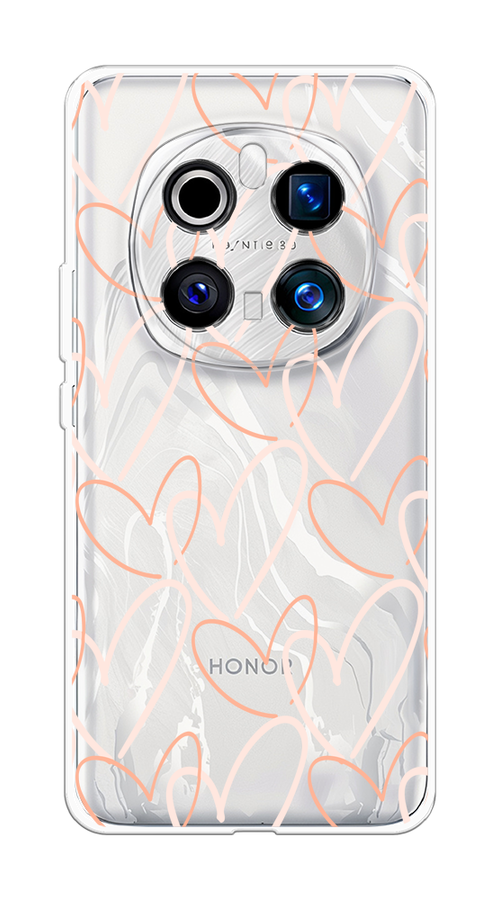 

Чехол на Honor Magic 7 Pro Узор из сердечек, Розовый;бежевый, 6125650-1