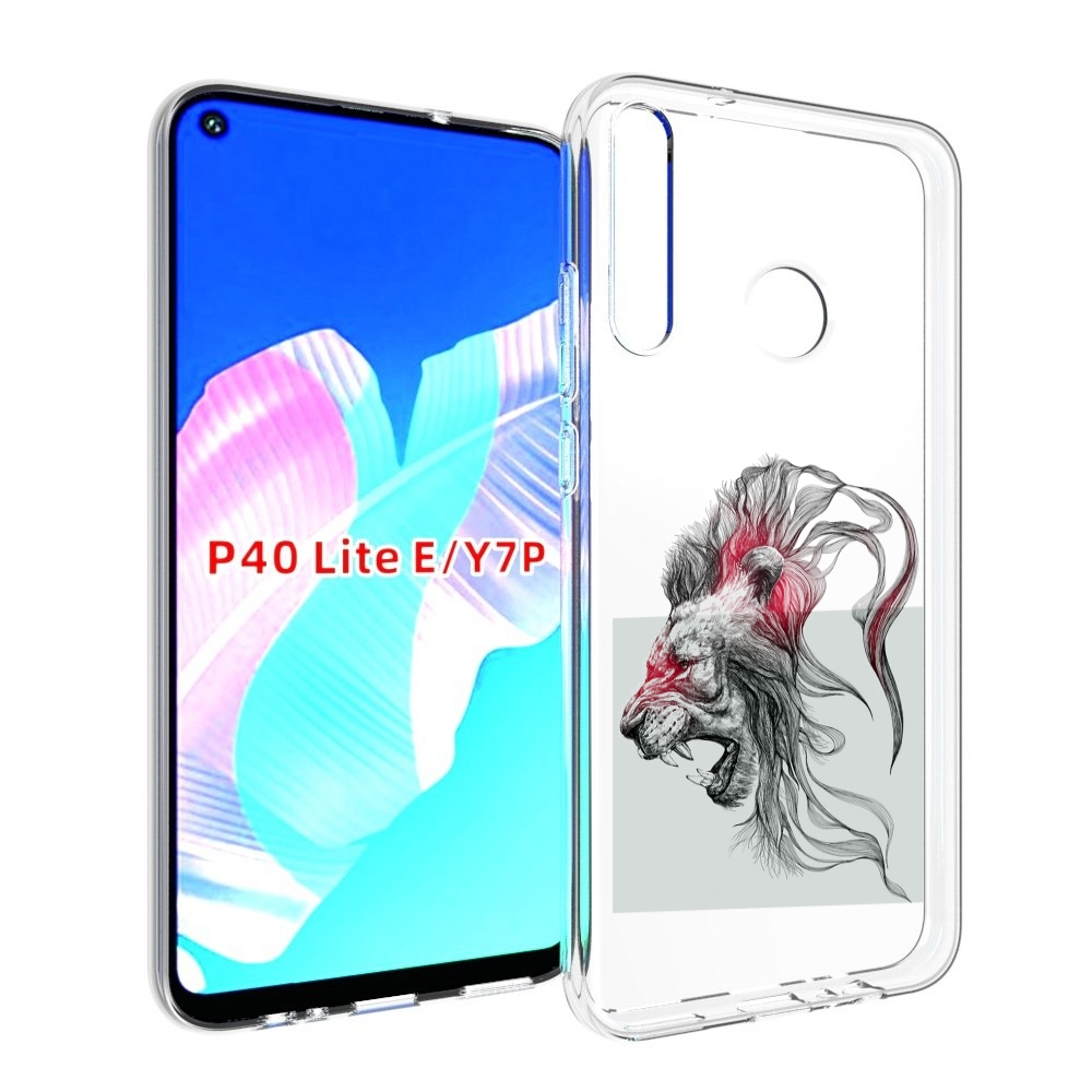 

Чехол бампер MyPads разъяренный лев для Huawei P40 Lite E., Прозрачный, Tocco