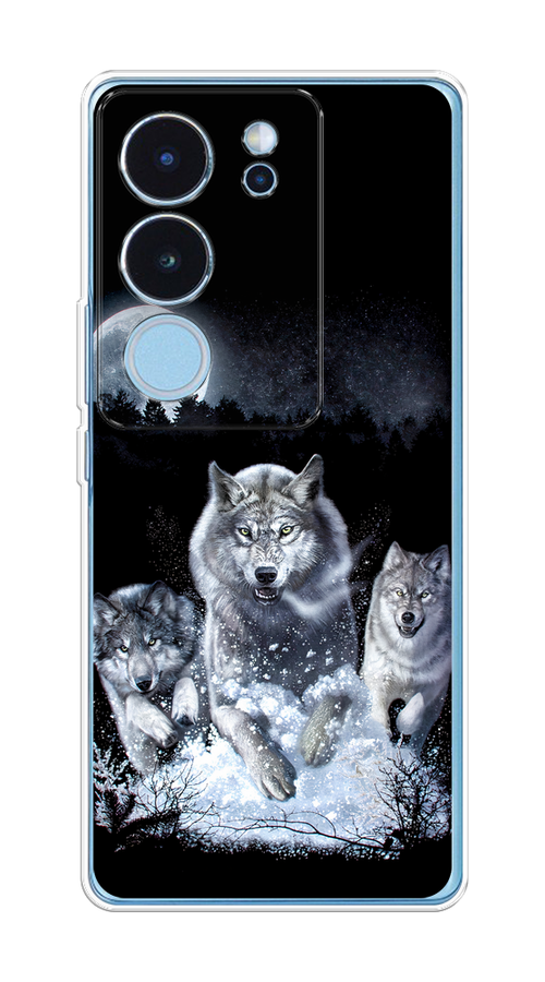 

Чехол на Vivo V29 5G "Стая волков под луной", Черный;белый;серый, 269350-1