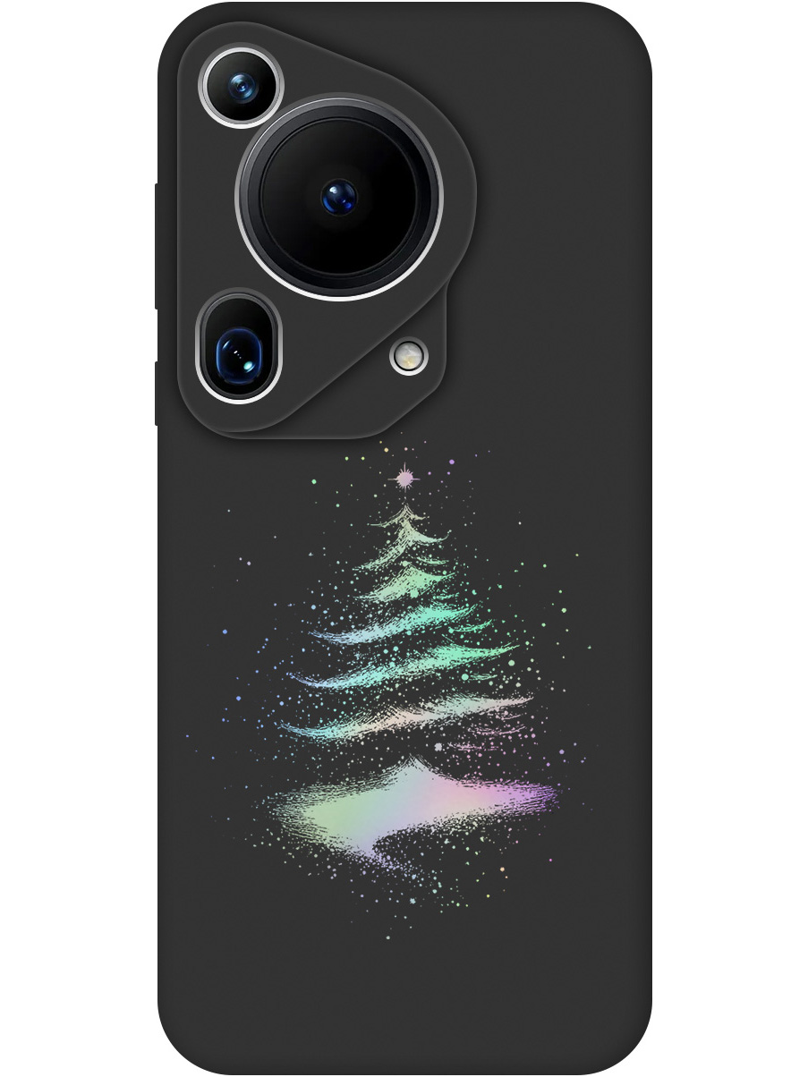 

Силиконовый чехол на Huawei Pura 70 Ultra с принтом "Елочка" матовый черный, Черный;серебристый, 782625841