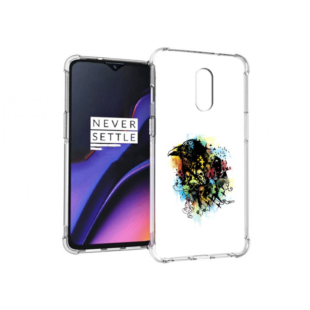 

Чехол MyPads Tocco для OnePlus 7 ворон и черепа (PT227043.140.273), Прозрачный, Tocco