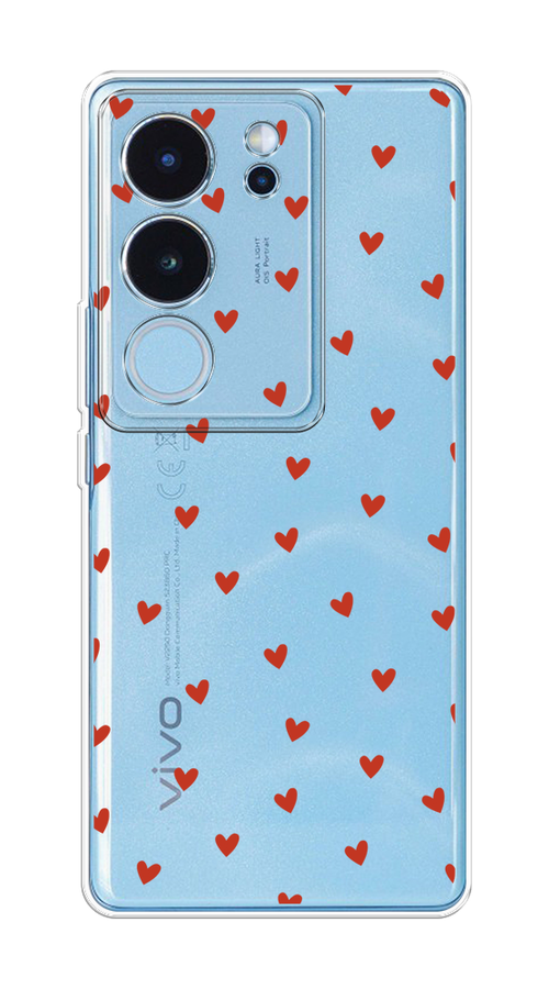 

Чехол на Vivo V29 5G "Red hearts", Красный;прозрачный, 269350-1