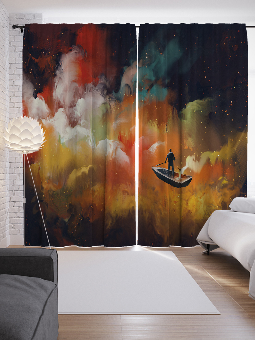 

Шторы JoyArty с фотопечатью "Небесная лодка" из сатена, 290х265 см, Небесная лодка