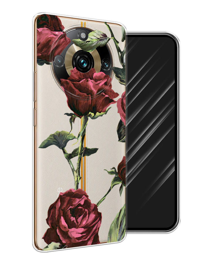 

Чехол Awog на Realme 11 "Бордовые розы фон", Бордовый, 2514150-8