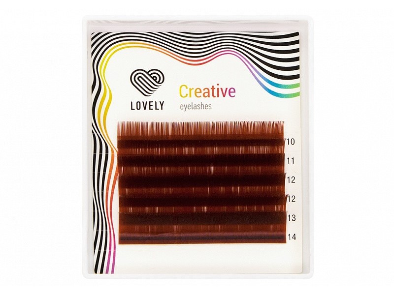 

Ресницы на ленте Lovely Mini Винные red wine, D, 0.10, 10-14 mm, 6 линий, Красный