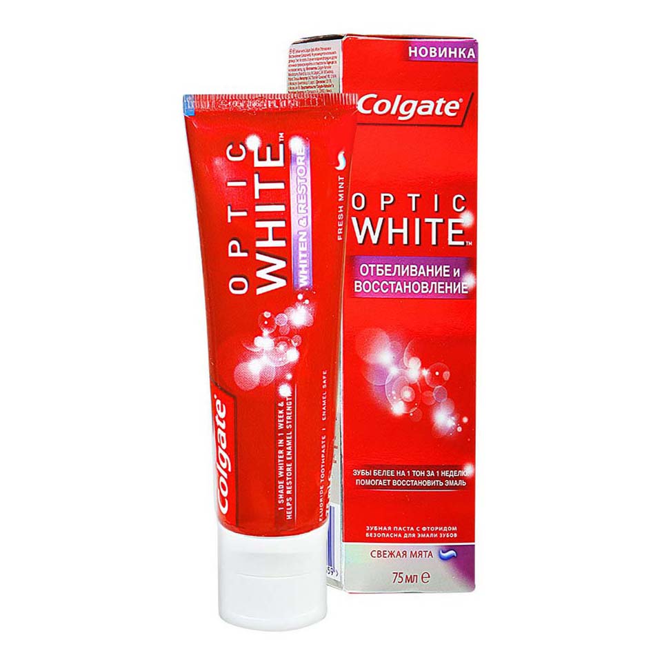Зубная паста Colgate Optic White Восстановление и отбеливание 75 мл комплект зубная паста colgate optic white 75 мл х 4 шт