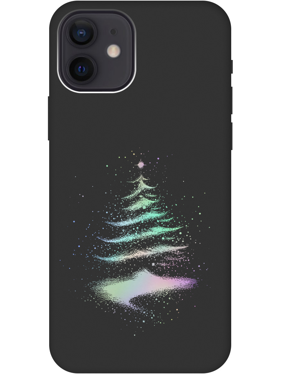 

Силиконовый чехол на Apple iPhone 12 / 12 Pro с принтом "Елочка" матовый черный, Черный;серебристый, 723374141
