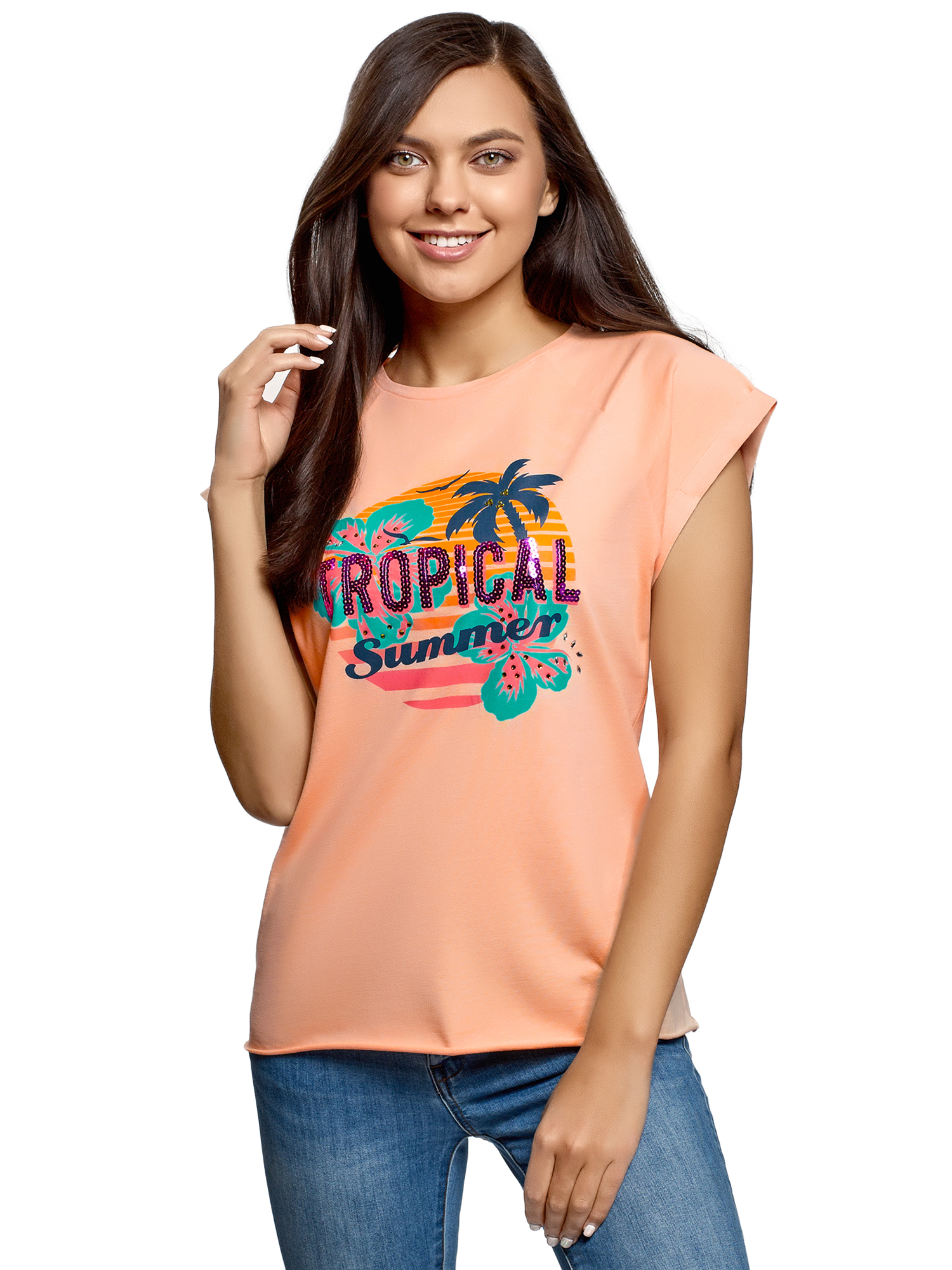 

Футболка женская oodji 14707001-69 красная S, Красный, 14707001-69