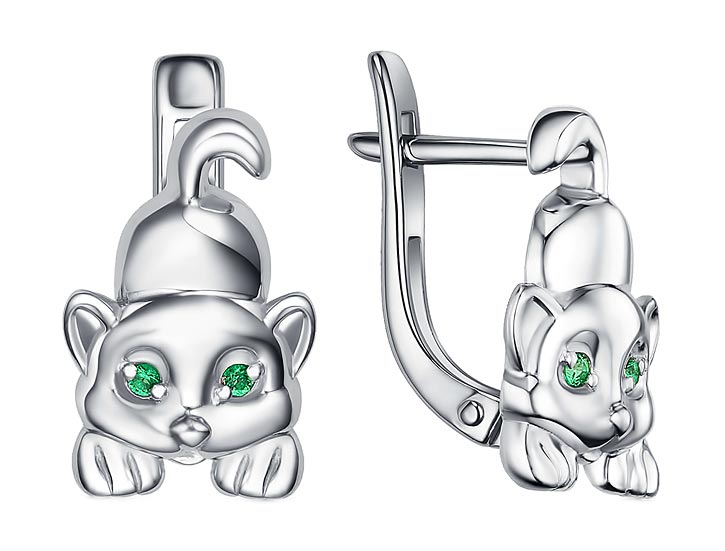 Серьги из серебра с фианитом Veronika S630-1158ZEL