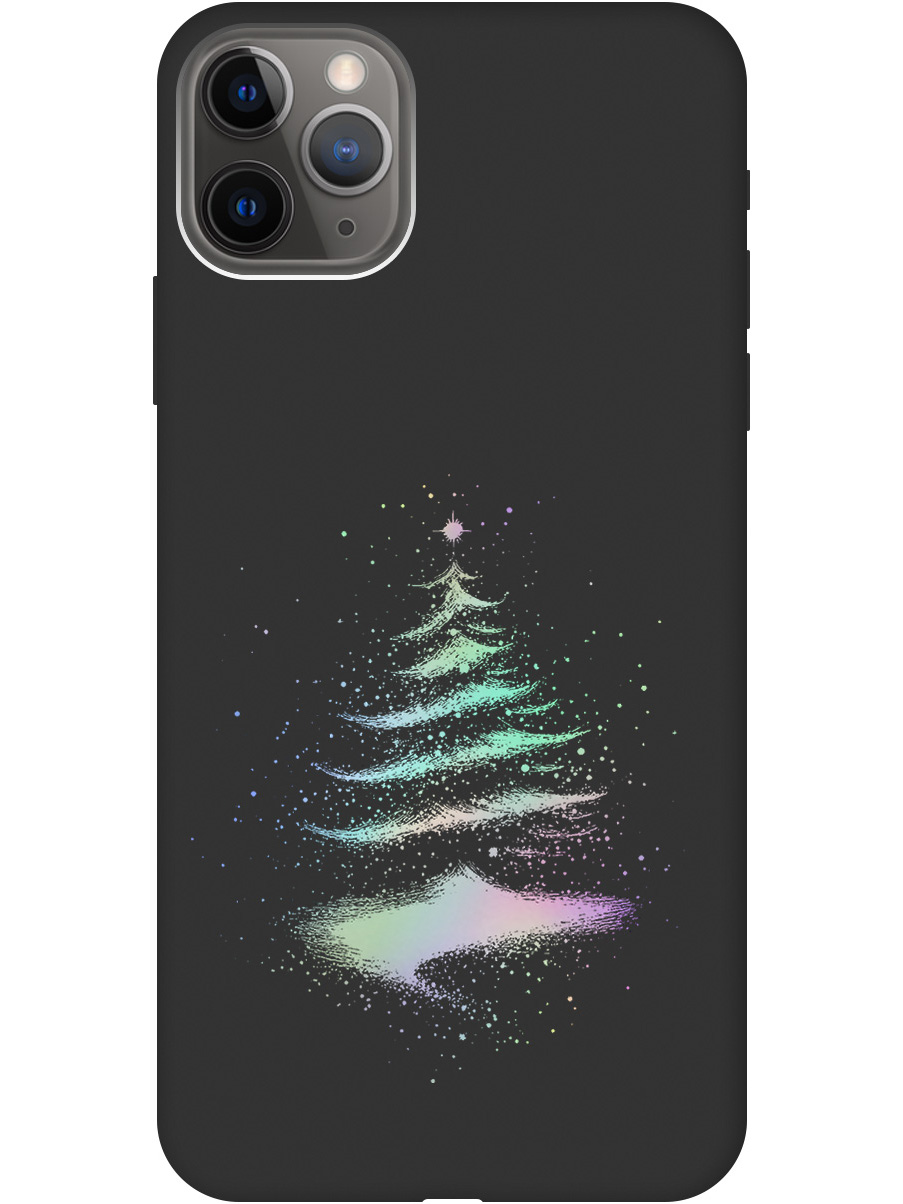 

Силиконовый чехол на Apple iPhone 11 Pro Max с принтом "Елочка" матовый черный, Черный;серебристый, 721799741