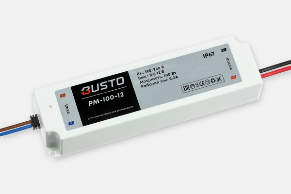 

Источник питания BUSTO PM-100-12 IP67 пластик, Серый, PM-100-12