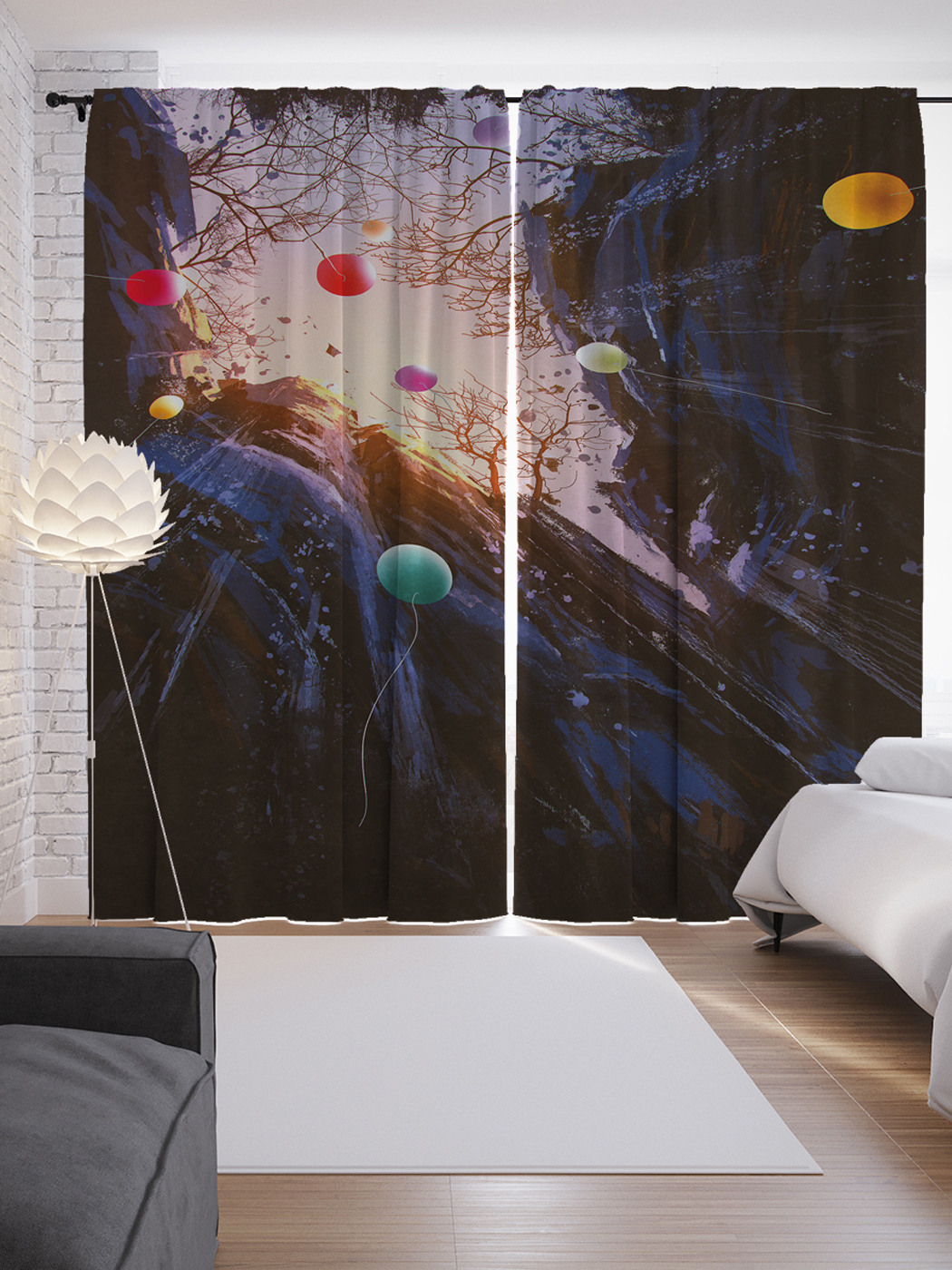 

Шторы JoyArty с фотопечатью "Воздушные шары в пропасти" из сатена, 290х265 см, Воздушные шары в пропасти