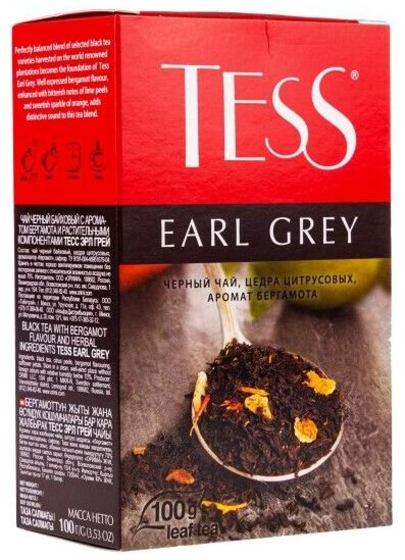 

Чай черный Tess Earl Grey с ароматом бергамота, 100 г