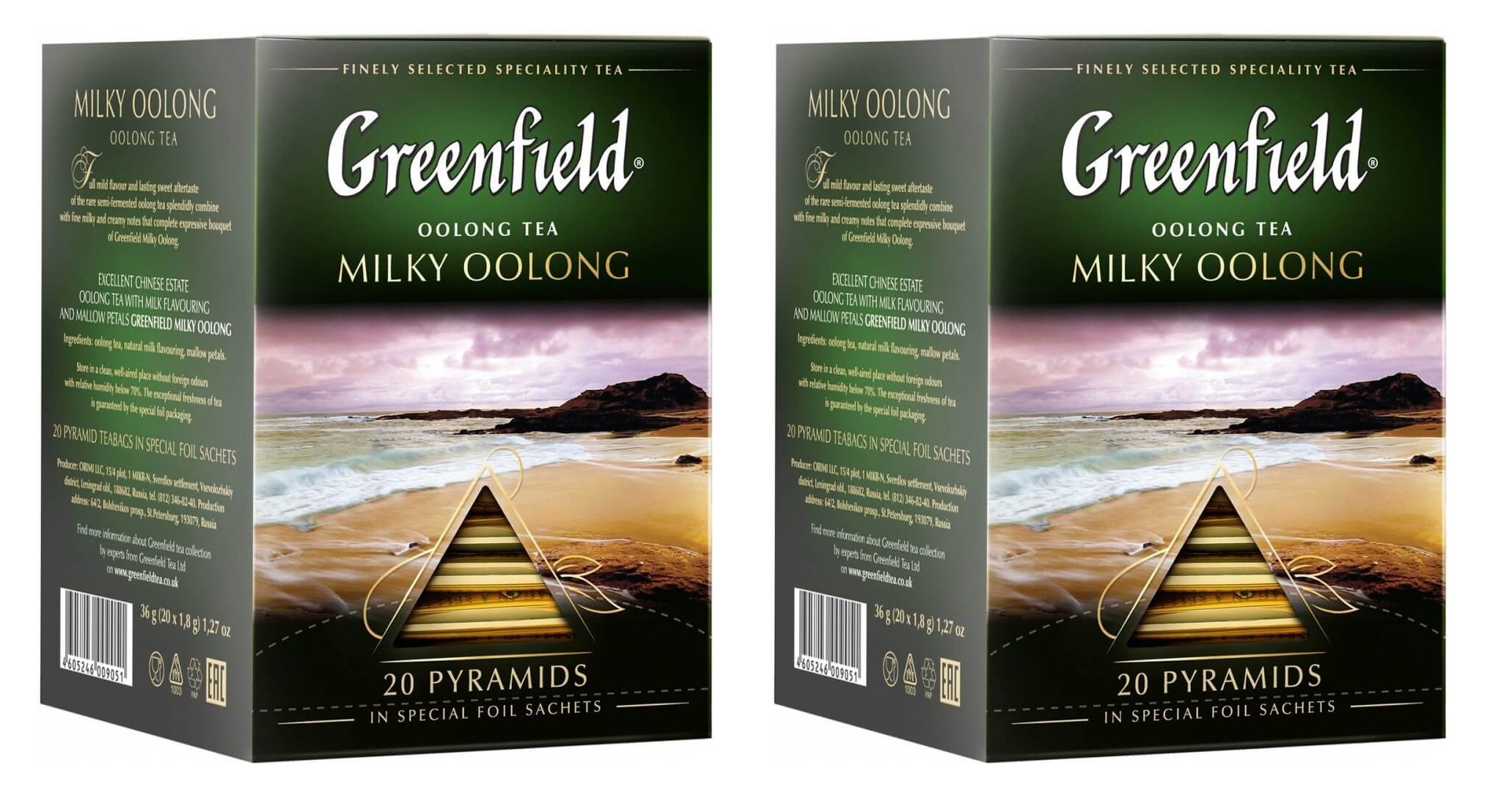 Чай зелёный Greenfield Milky Oolong пирамидки, 20 шт по 1,8 г * 2 упаковки