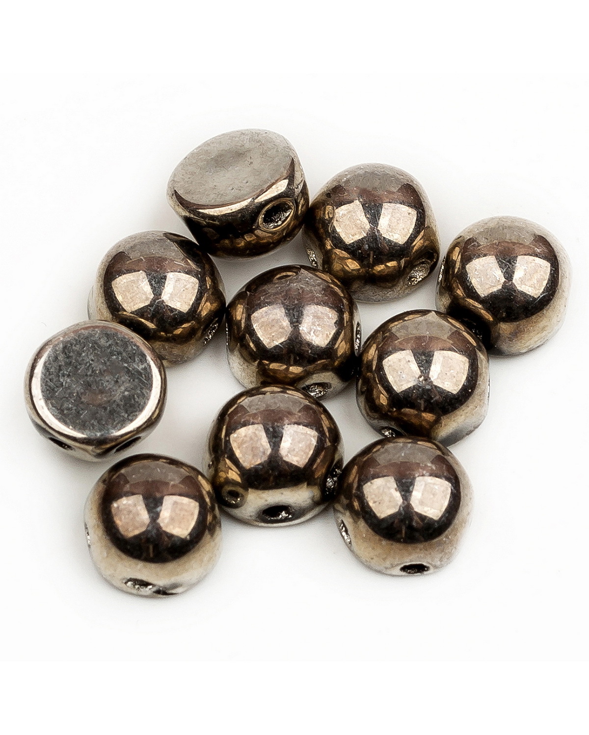 

Бусины Czech Beads с двумя отверстиями, Cabochon bead, 6 мм Jet Argentic Full, 30 шт, Разноцветный, Cabochon bead