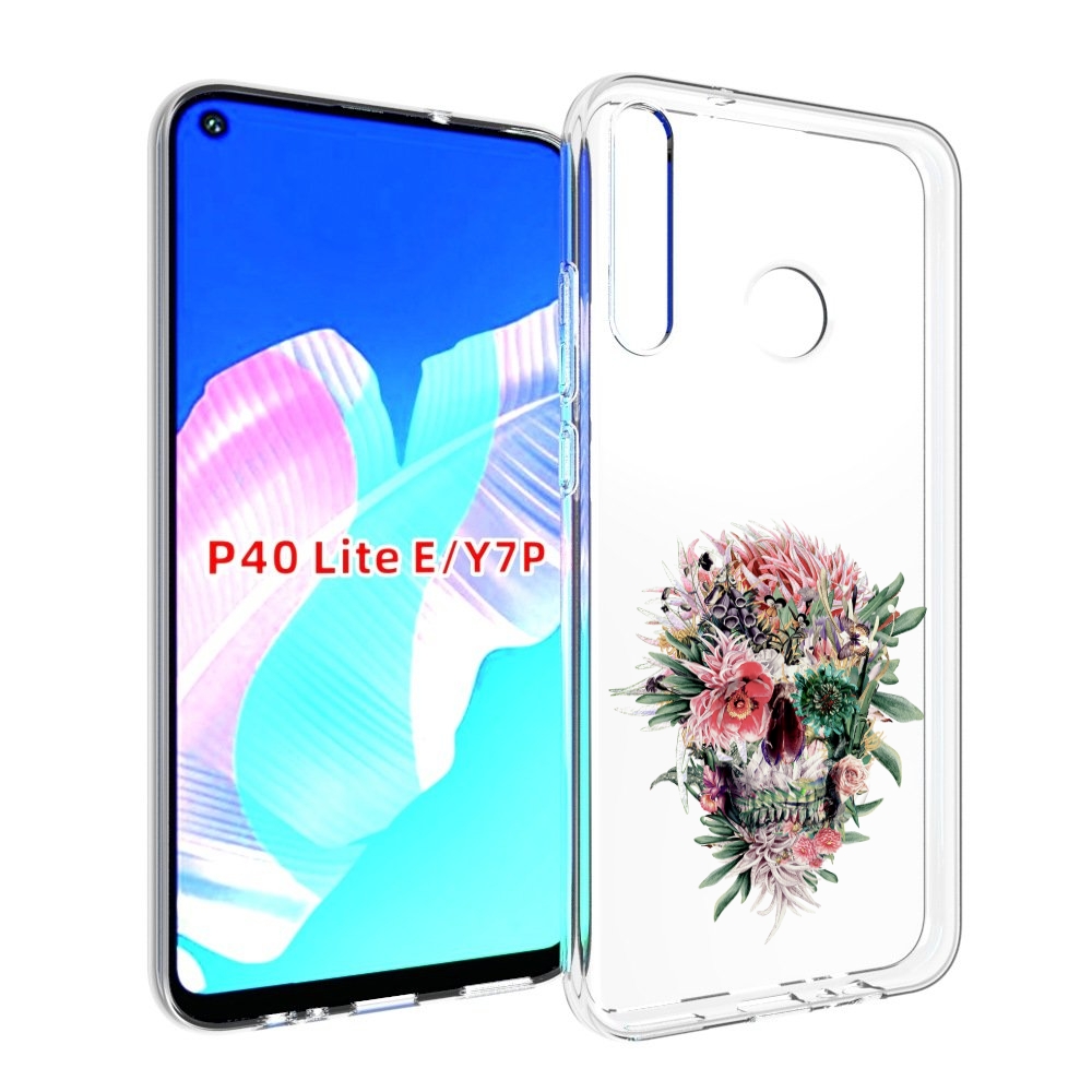 

Чехол бампер MyPads череп из цветов для Huawei P40 Lite E., Прозрачный, Tocco
