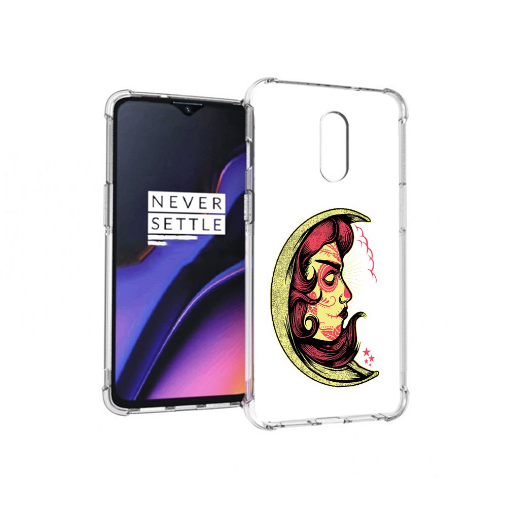 

Чехол MyPads Tocco для OnePlus 7 желтый полумесяц с лицом девушки (PT227043.140.346), Прозрачный, Tocco