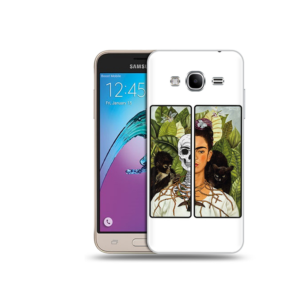 

Чехол MyPads Tocco для Samsung Galaxy J3 (2016) сдвоенная картинка девушка скелет, Прозрачный, Tocco