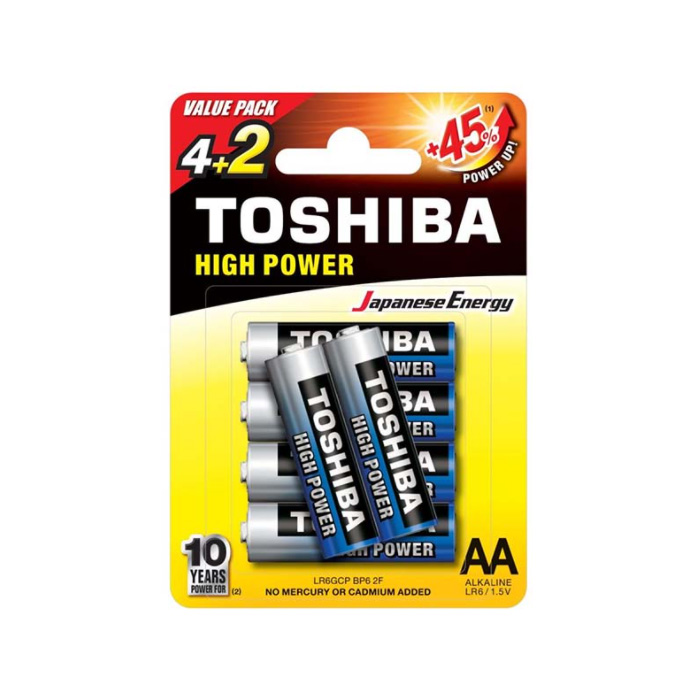 фото Батарейки toshiba alkaline aa lr6gcp bp-6, 6 шт