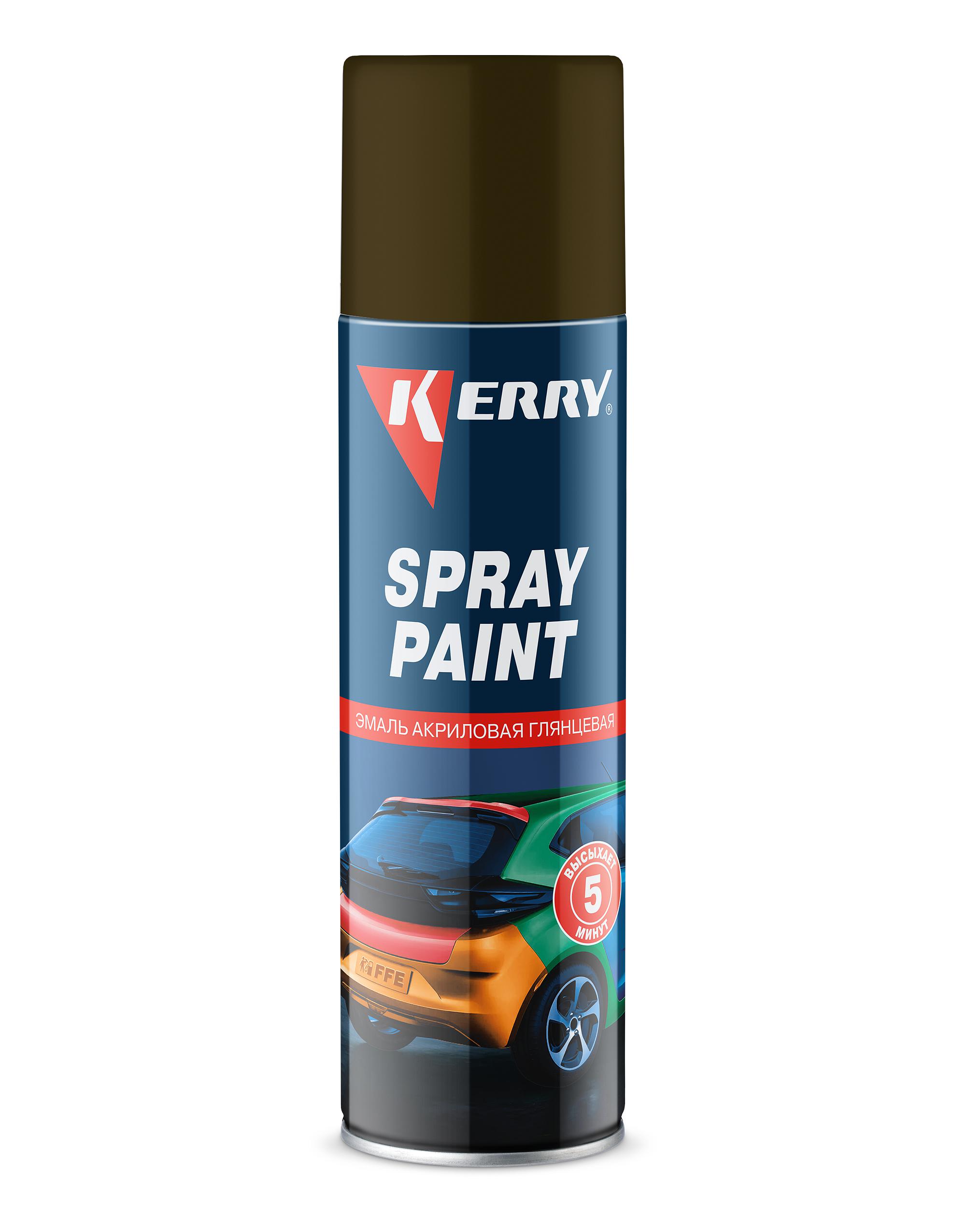 Эмаль акриловая быстросохнущая KERRY SPRAY PAINT, Глянцевая хаки