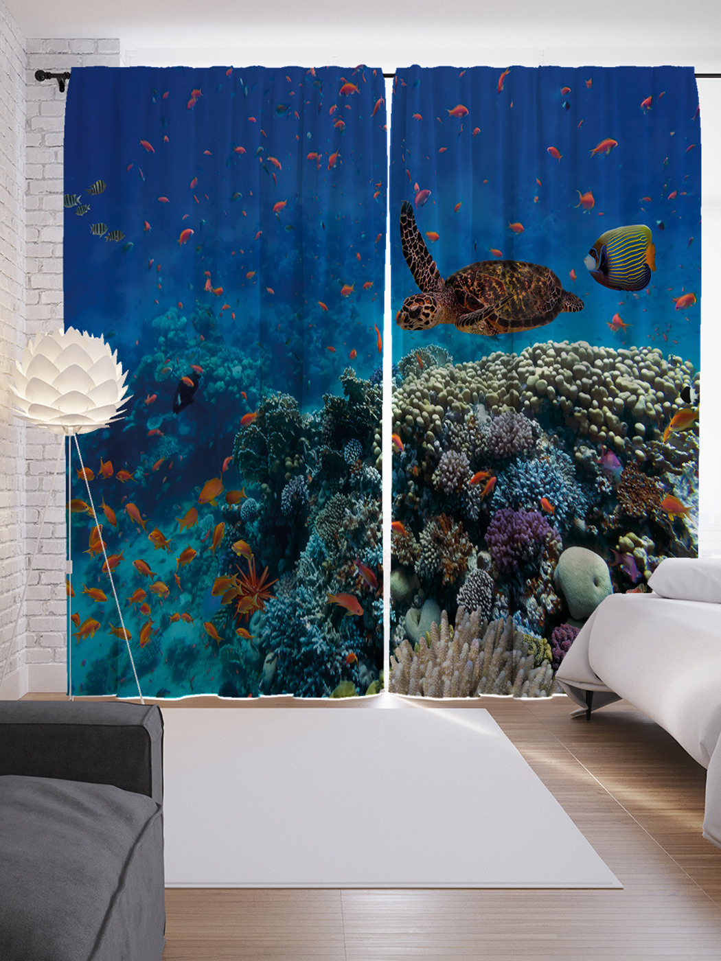 

Шторы JoyArty с фотопечатью "Океанская живность" из сатена, 290х265 см, Океанская живность