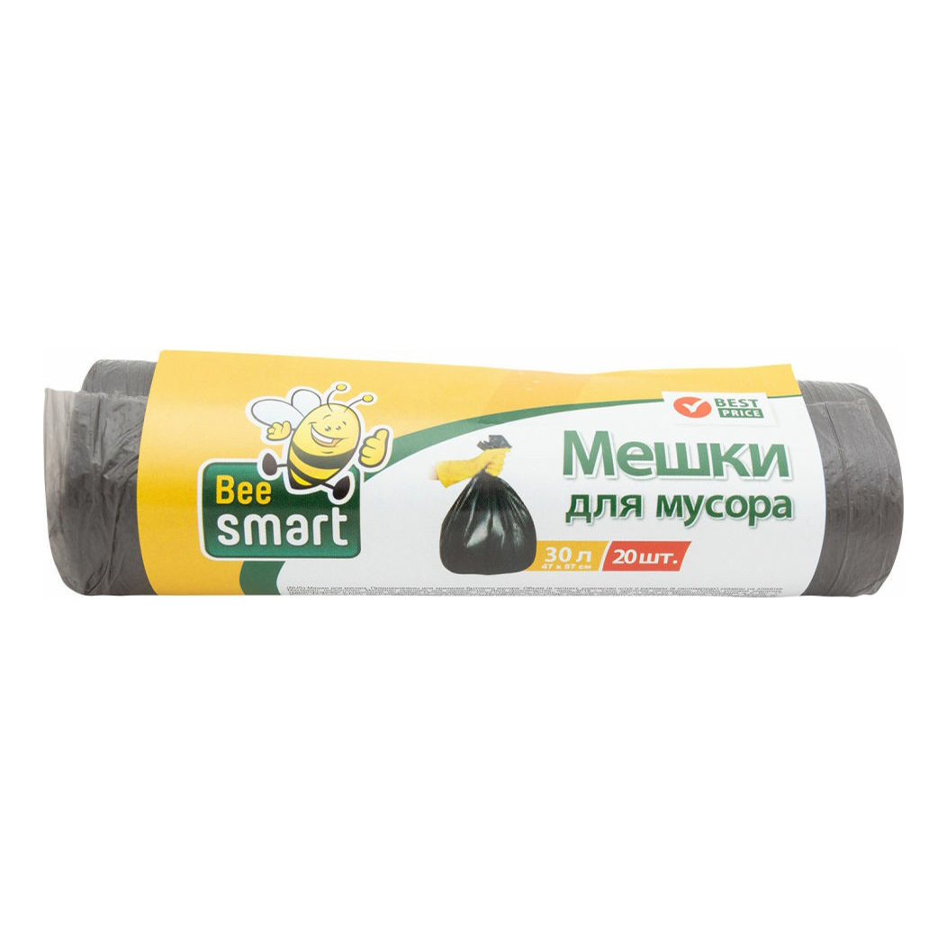 

Мешки для мусора Beesmart черные 30 л 20 шт., Черный
