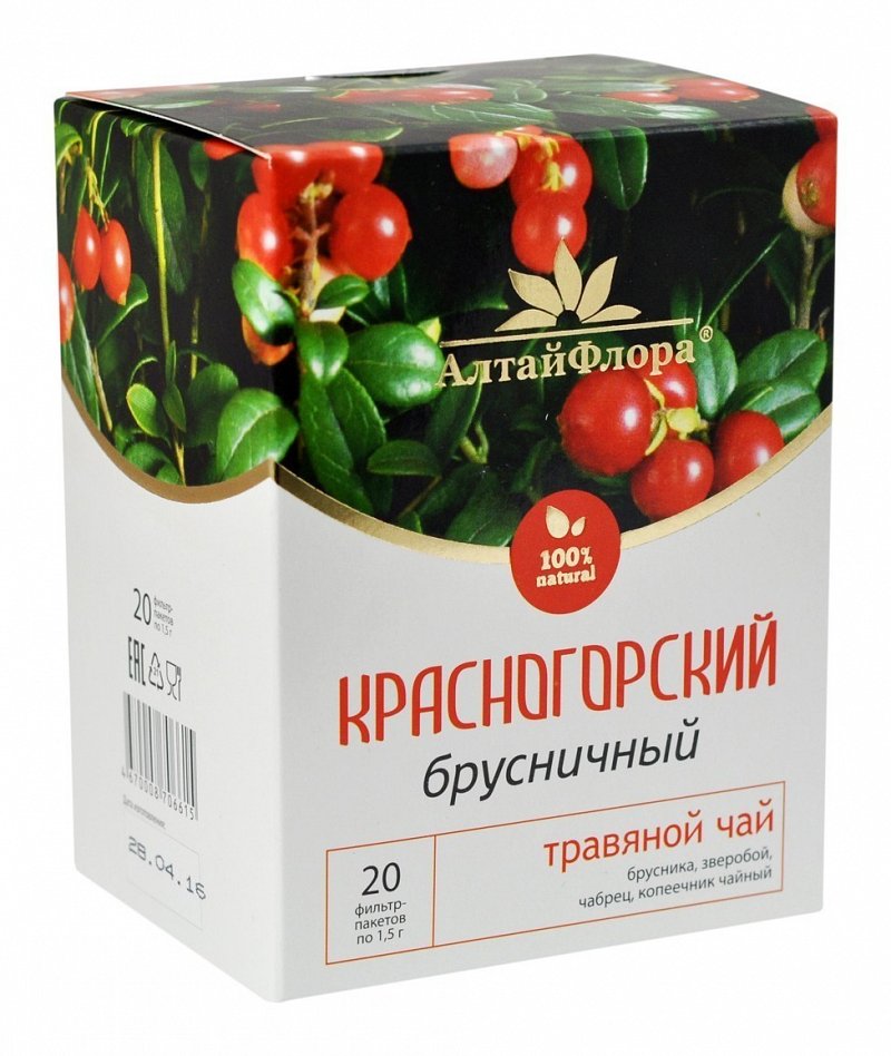 

Чайный напиток Красногорский брусничный( 20 ф/п * 1,5 г), АлтайФлора