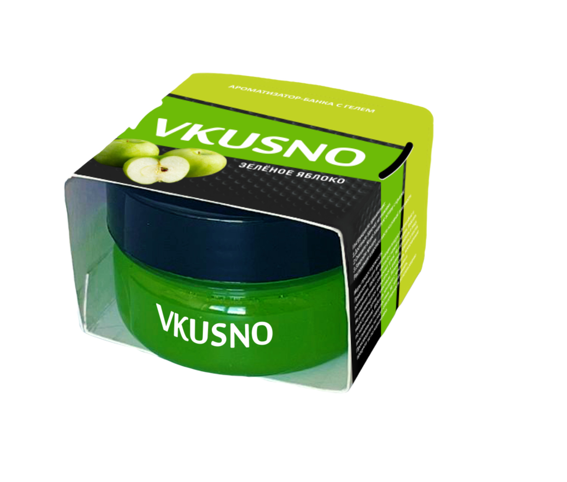 

Ароматизатор на панель банка гелевый "Vkusno" Зеленое яблоко