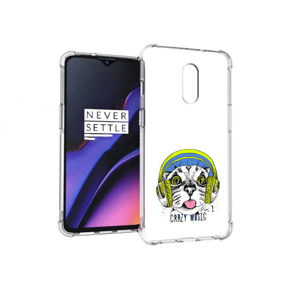 

Чехол MyPads Tocco для OnePlus 7 кошка в наушниках рисунок (PT227043.140.403), Прозрачный, Tocco