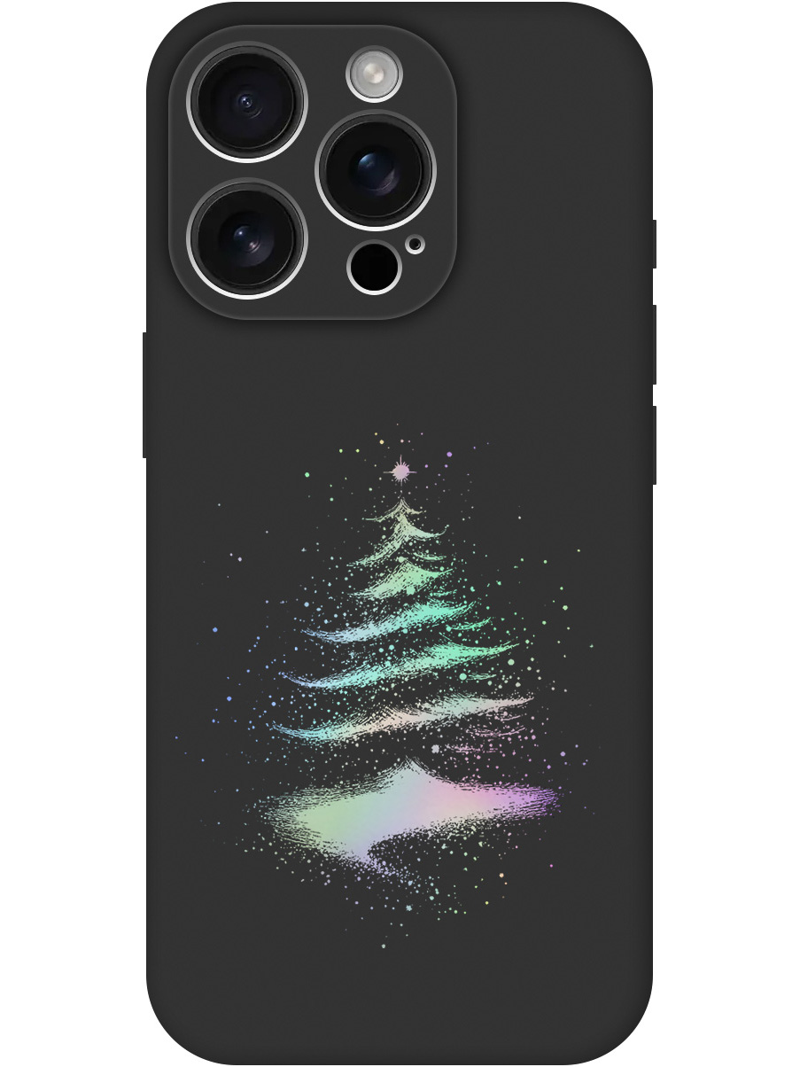 

Силиконовый чехол на Apple iPhone 16 Pro с принтом "Елочка" матовый черный, Черный;серебристый, 785197741