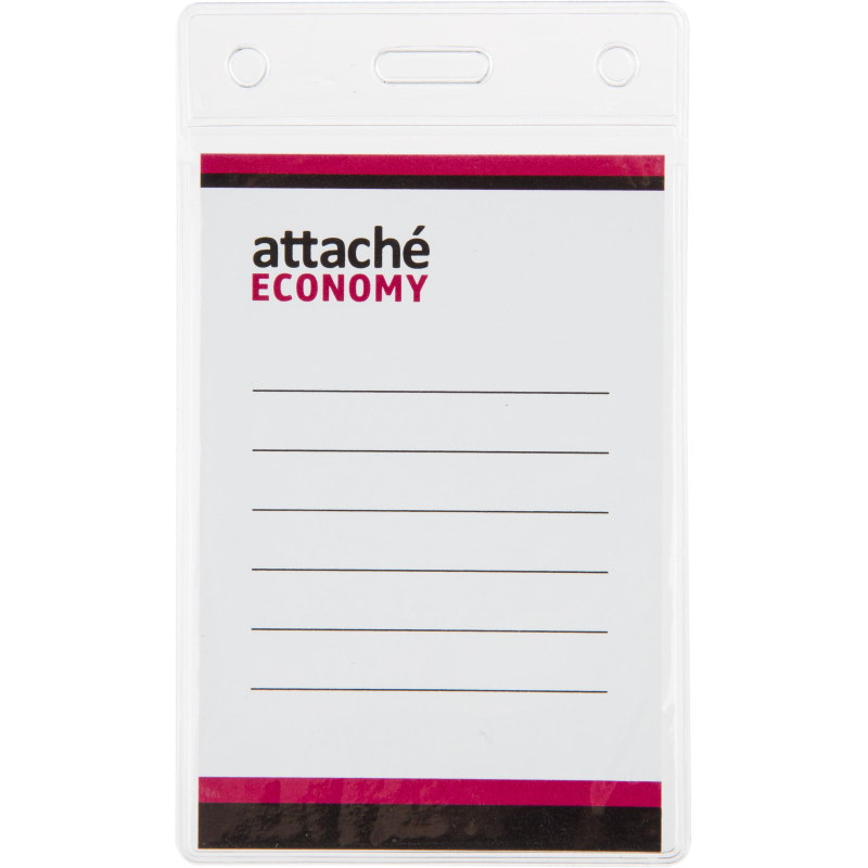 Бейдж Attache Economy 108x66 150мкм,шнур.2заж 45см син, вкладыш90x60 5шт , 2уп.