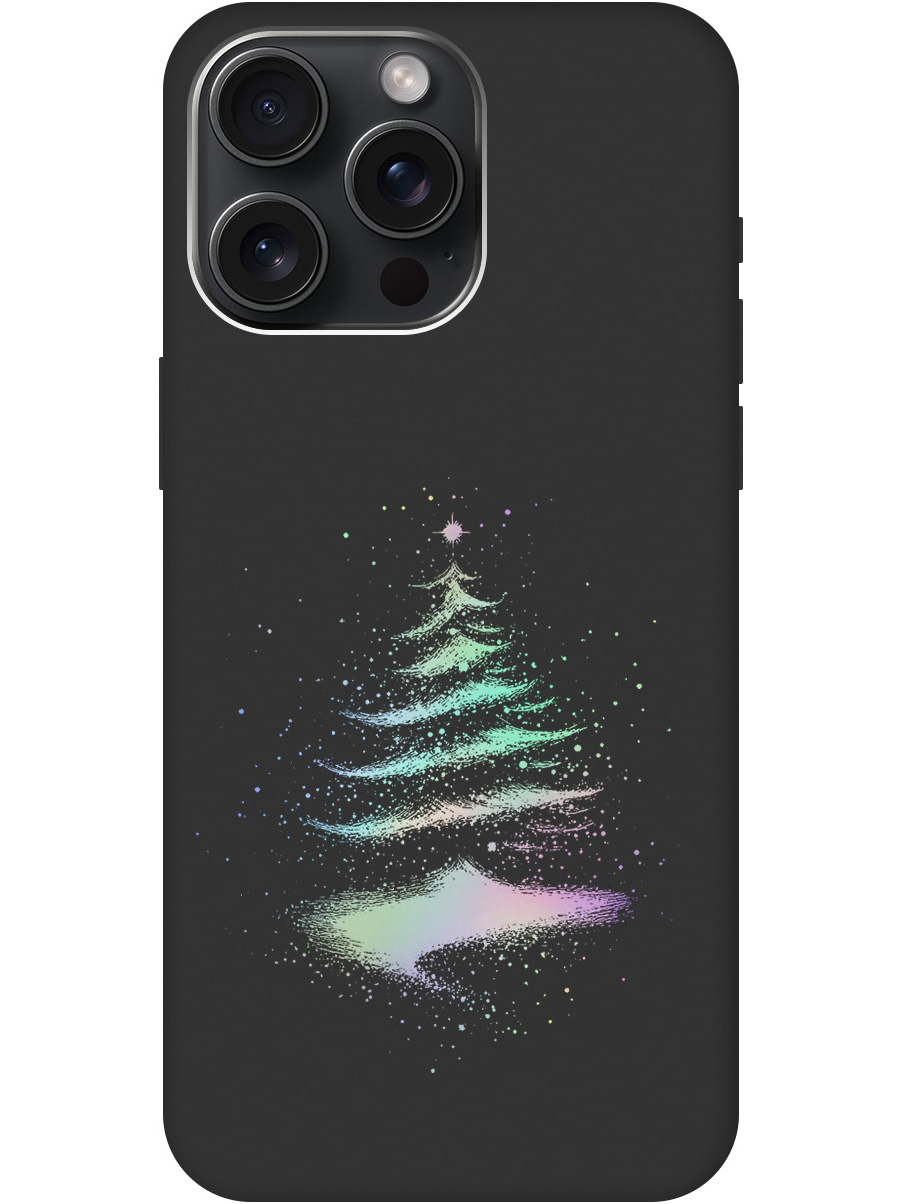 

Силиконовый чехол на Apple iPhone 15 Pro Max с принтом "Елочка" матовый черный, Черный;серебристый, 775148141